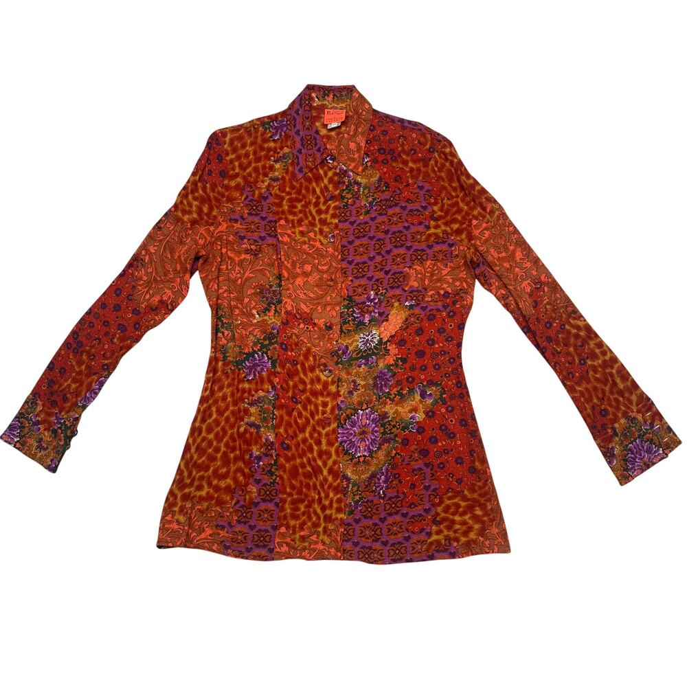 Vintage 90s Christian Lacroix Bazar Print Blouse Women’s Large Boho Nanny